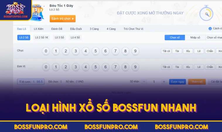 Xổ Số BOSSFUN - Trải Nghiệm Cá Cược Hấp Dẫn Với Sảnh Uy Tín 282 Loại hình Xổ Số BOSSFUN nhanh