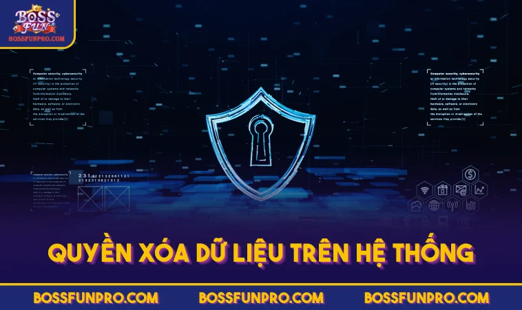 Chính Sách Bảo Mật BOSSFUN Đảm Bảo Quyền Lợi Người Chơi 75 Quyền xóa dữ liệu trên hệ thống